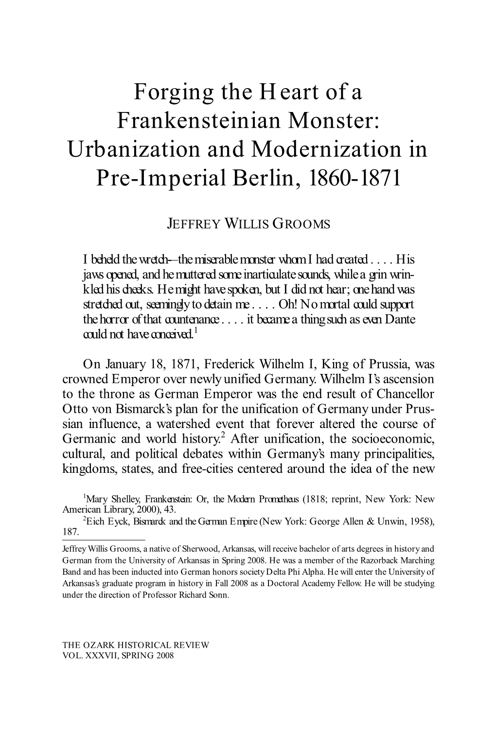 Urbanization and Modernization in Pre-Imperial Berlin, 1860-1871