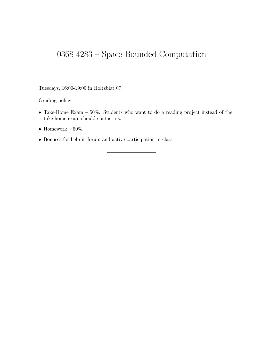 0368-4283 – Space-Bounded Computation