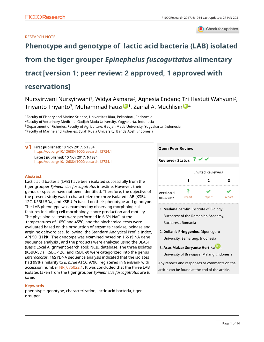 Phenotype and Genotype of Lactic Acid Bacteria