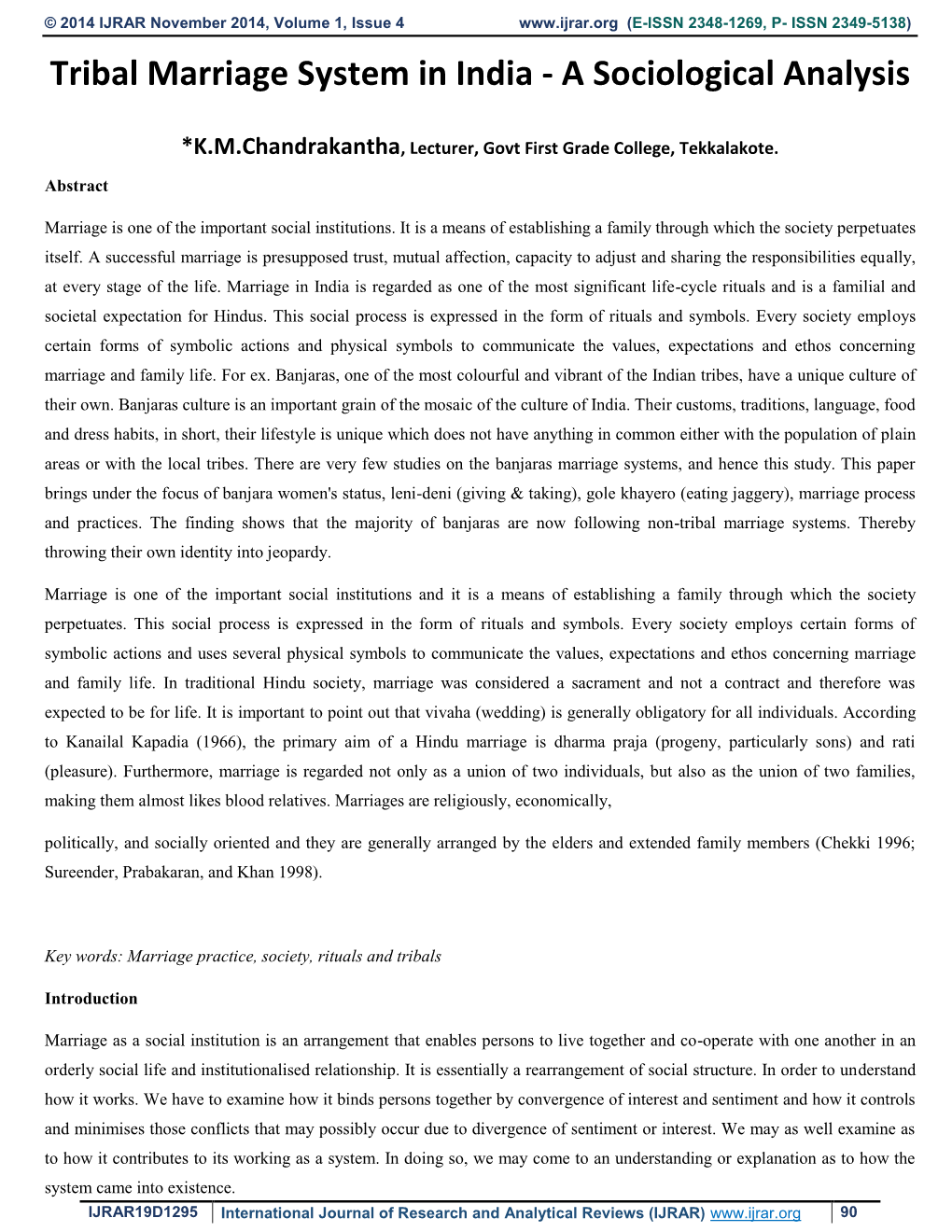 Tribal Marriage System in India - a Sociological Analysis