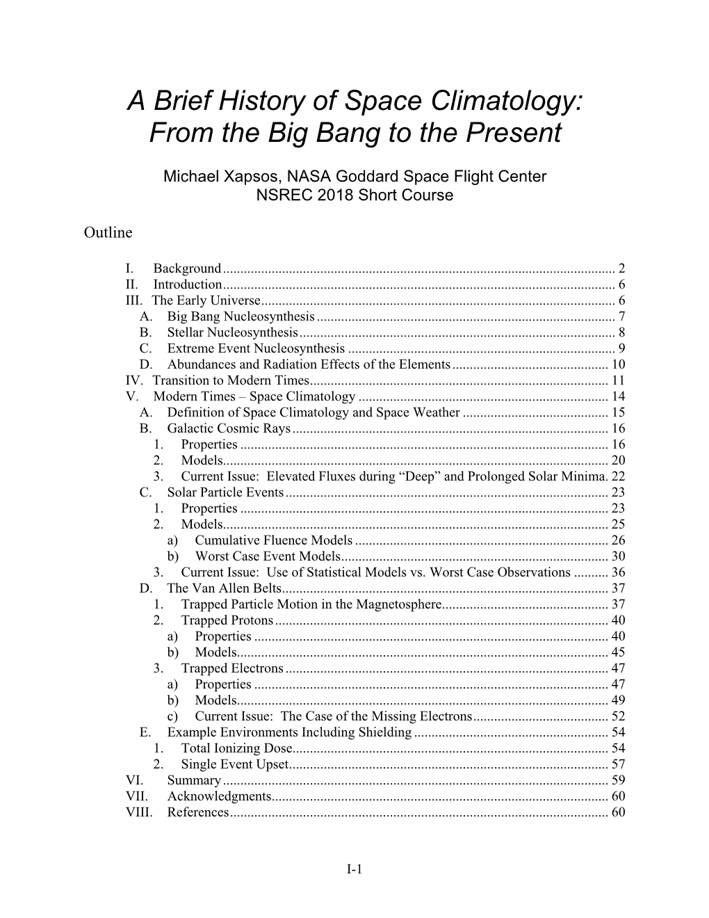 A Brief History of Space Climatology: from the Big Bang to the Present