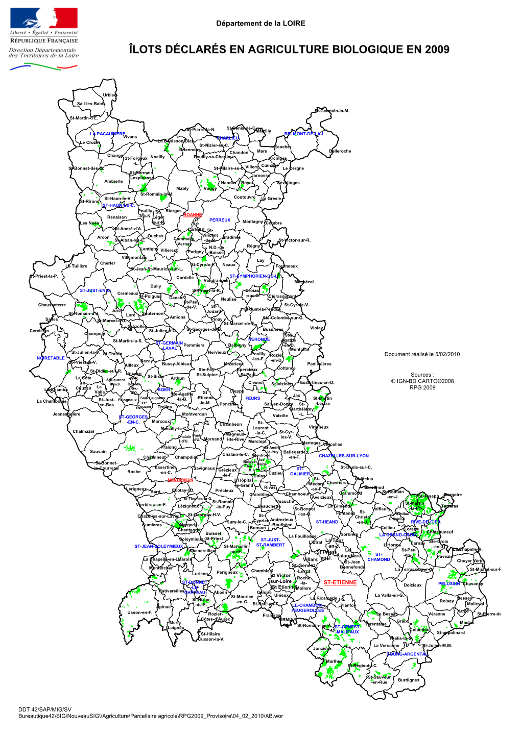 Ilots Déclarés En Agriculture Biologique En 2009