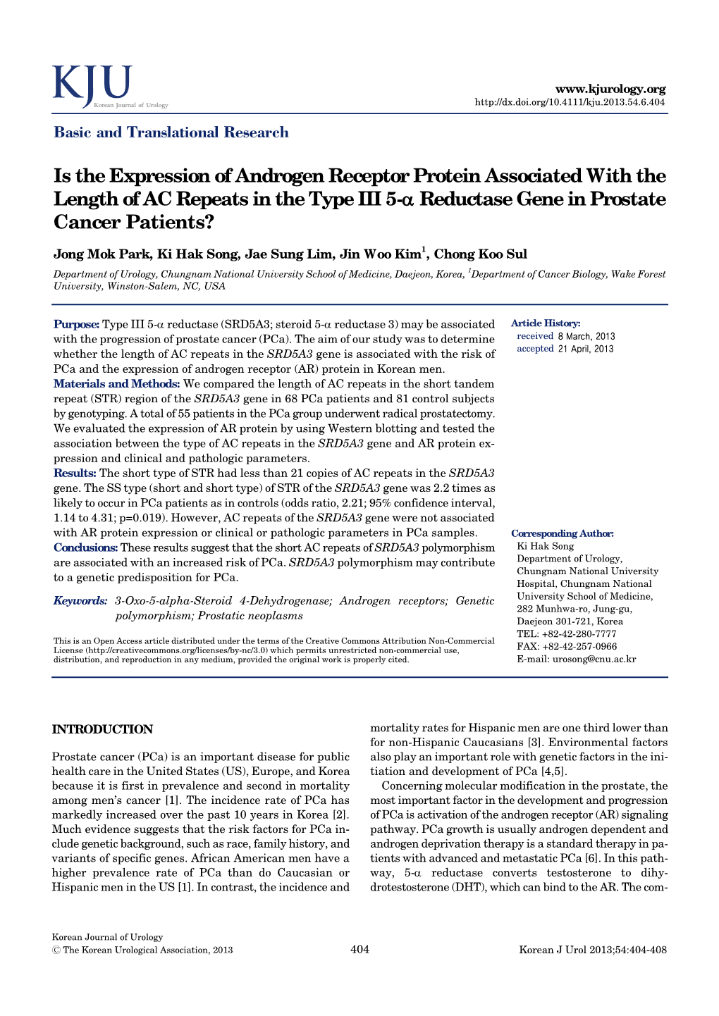 Is the Expression of Androgen Receptor Protein Associated with the Length of AC Repeats in the Type III 5-Α Reductase Gene in P