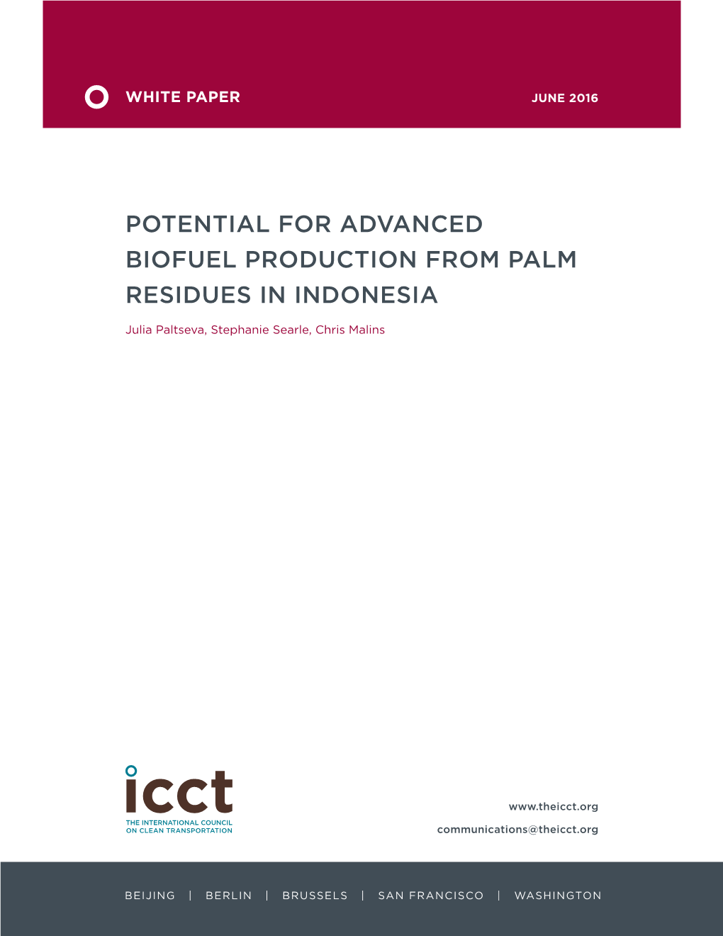Potential for Advanced Biofuel Production from Palm Residues in Indonesia