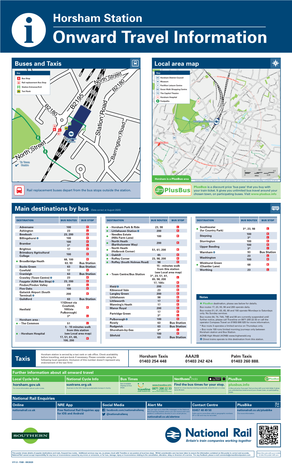 Horsham Station I Onward Travel Information Buses and Taxis Local Area Map