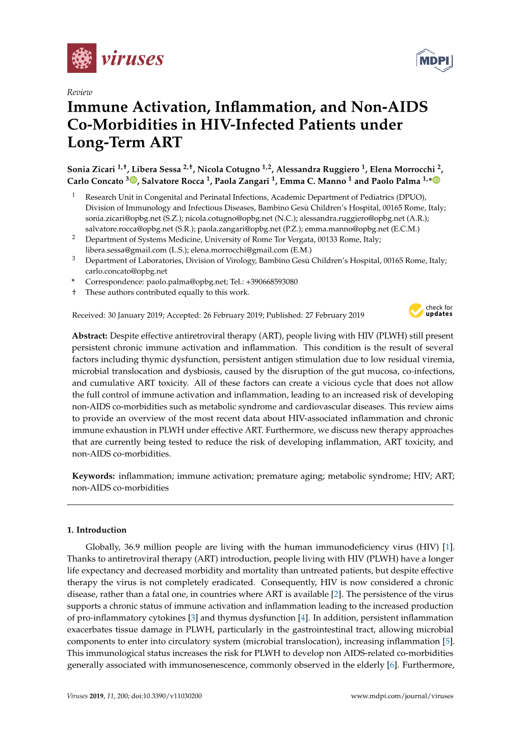 Immune Activation, Inflammation, and Non-AIDS Co-Morbidities in HIV