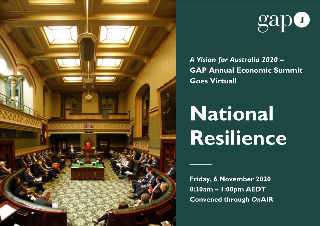 National Resilience and Will Be Hosted on a Virtual Platform Due to COVID-19 Restrictions