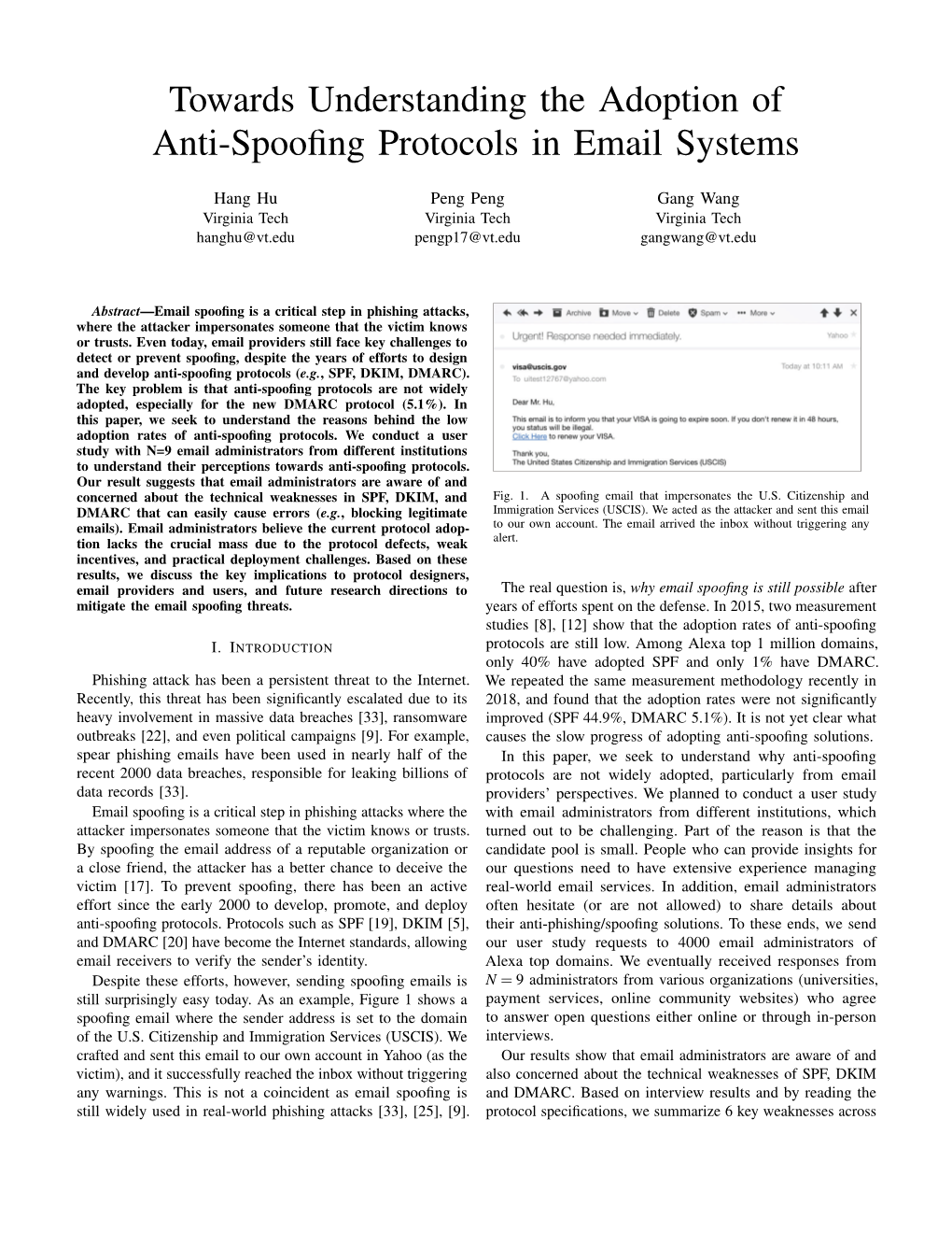 Towards Understanding the Adoption of Anti-Spoofing Protocols in Email