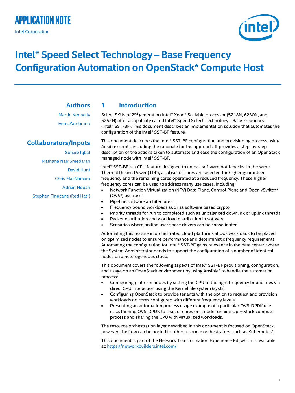 Intel® SST-BF Configuration Automation on Openstack* Compute Host