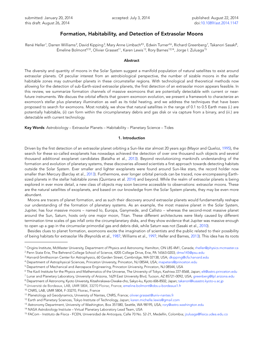 Formation, Habitability, and Detection of Extrasolar Moons