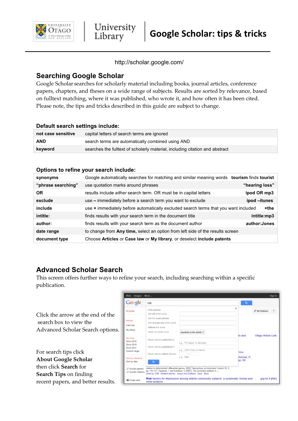 Google Scholar: Tips & Tricks