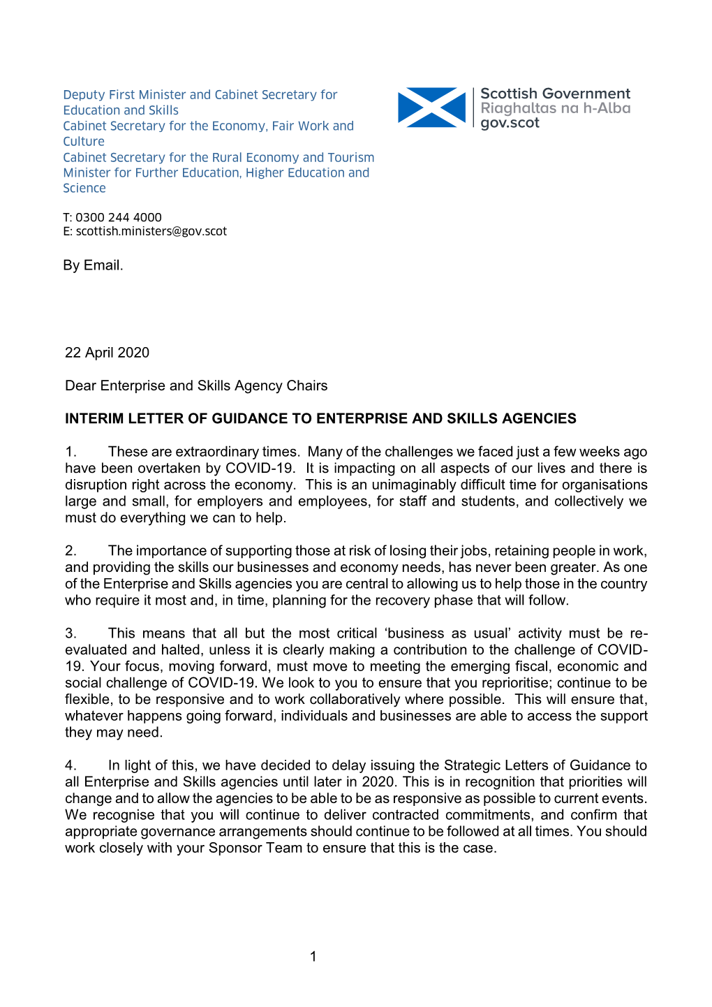 Ministerial Letter of Guidance