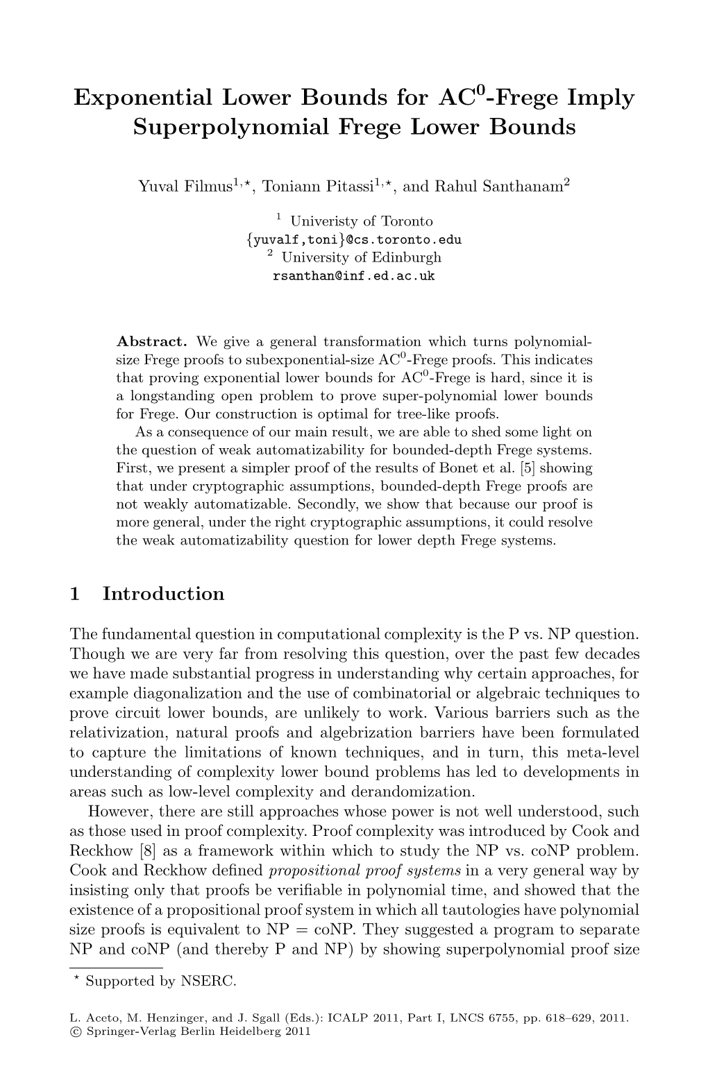 Exponential Lower Bounds for AC -Frege Imply Superpolynomial