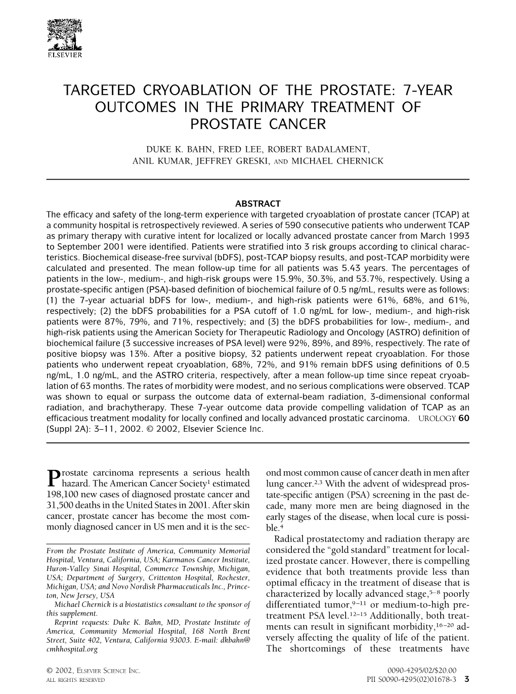 7-Year Outcomes in the Primary Treatment of Prostate Cancer