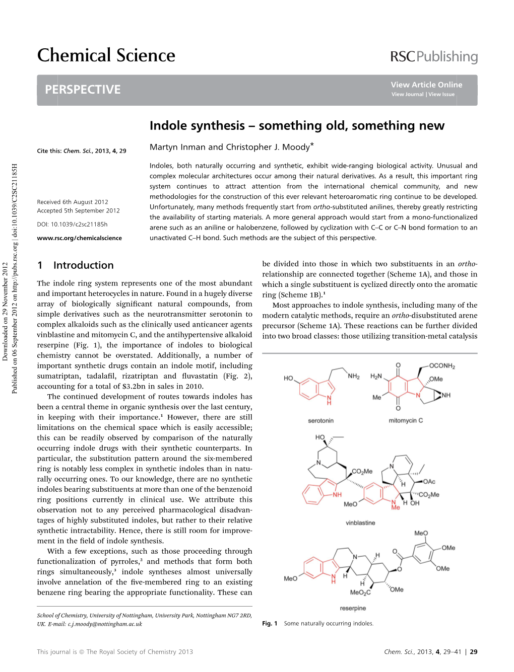 Indole Synthesis Something Old, Something New.Pdf