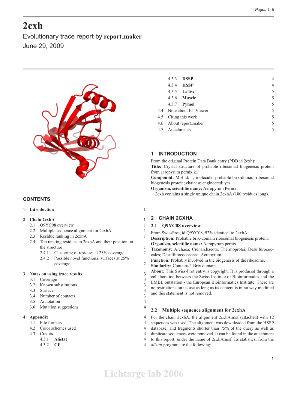 2Cxh Lichtarge Lab 2006