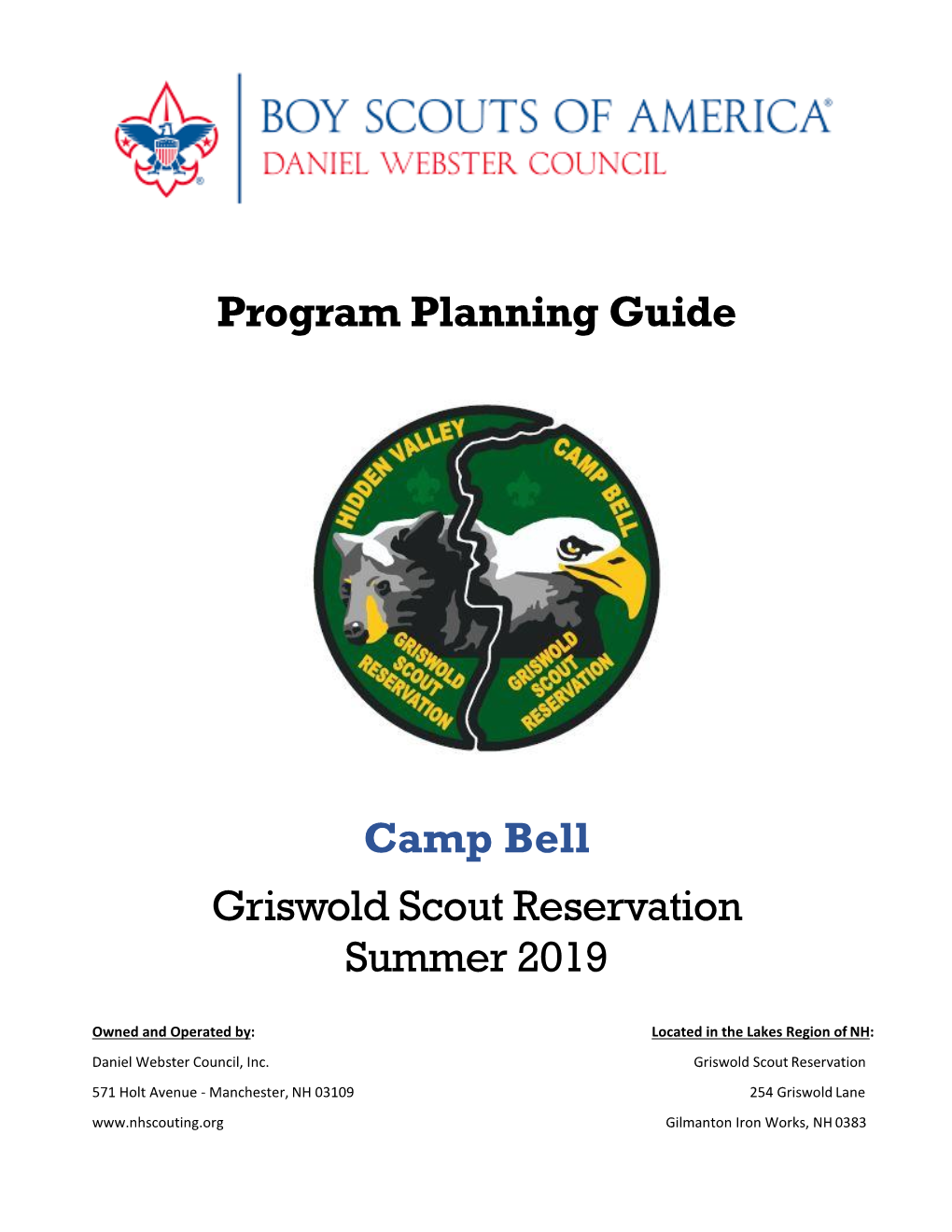 Program Planning Guide Camp Bell Griswold Scout Reservation Summer 2019