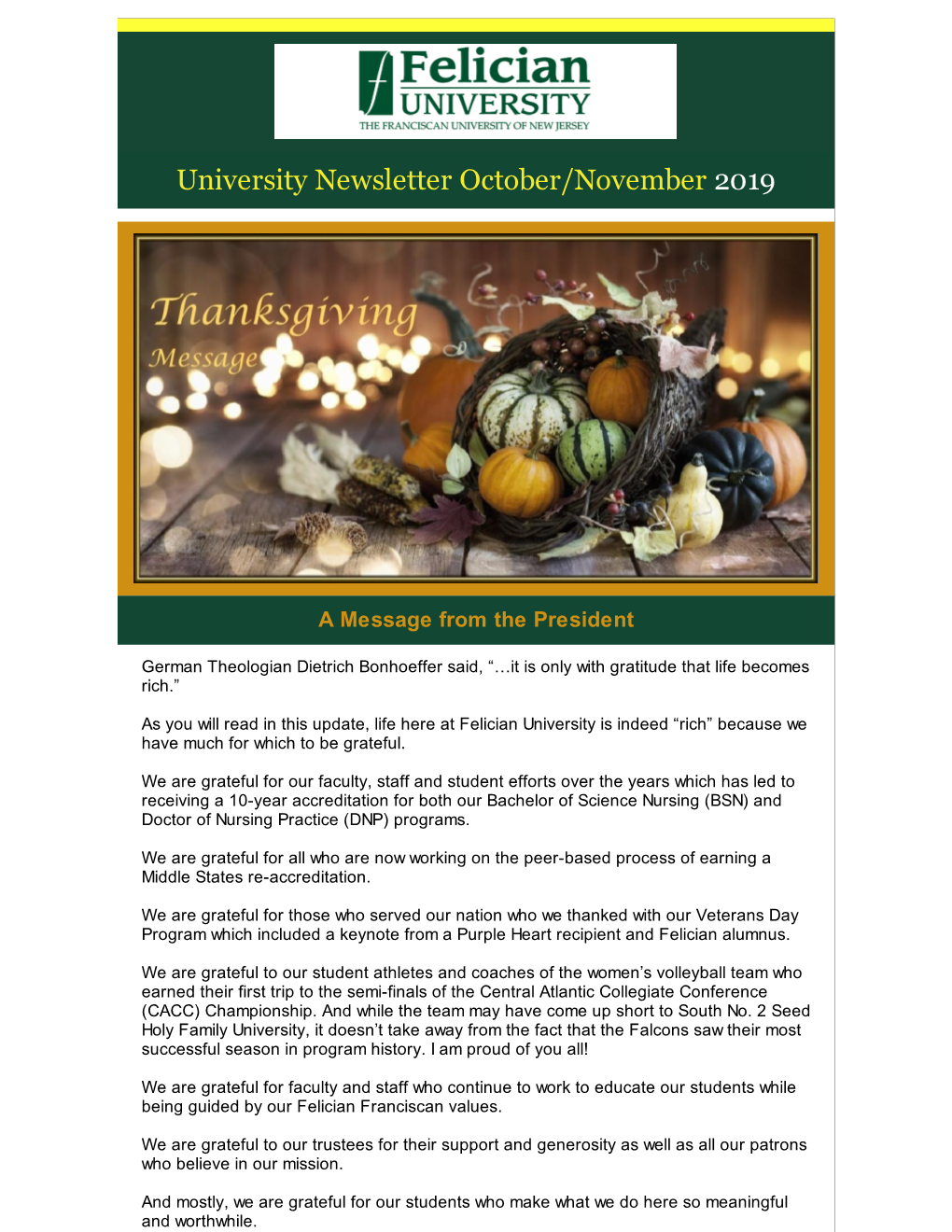 University Newsletter October/November 2019