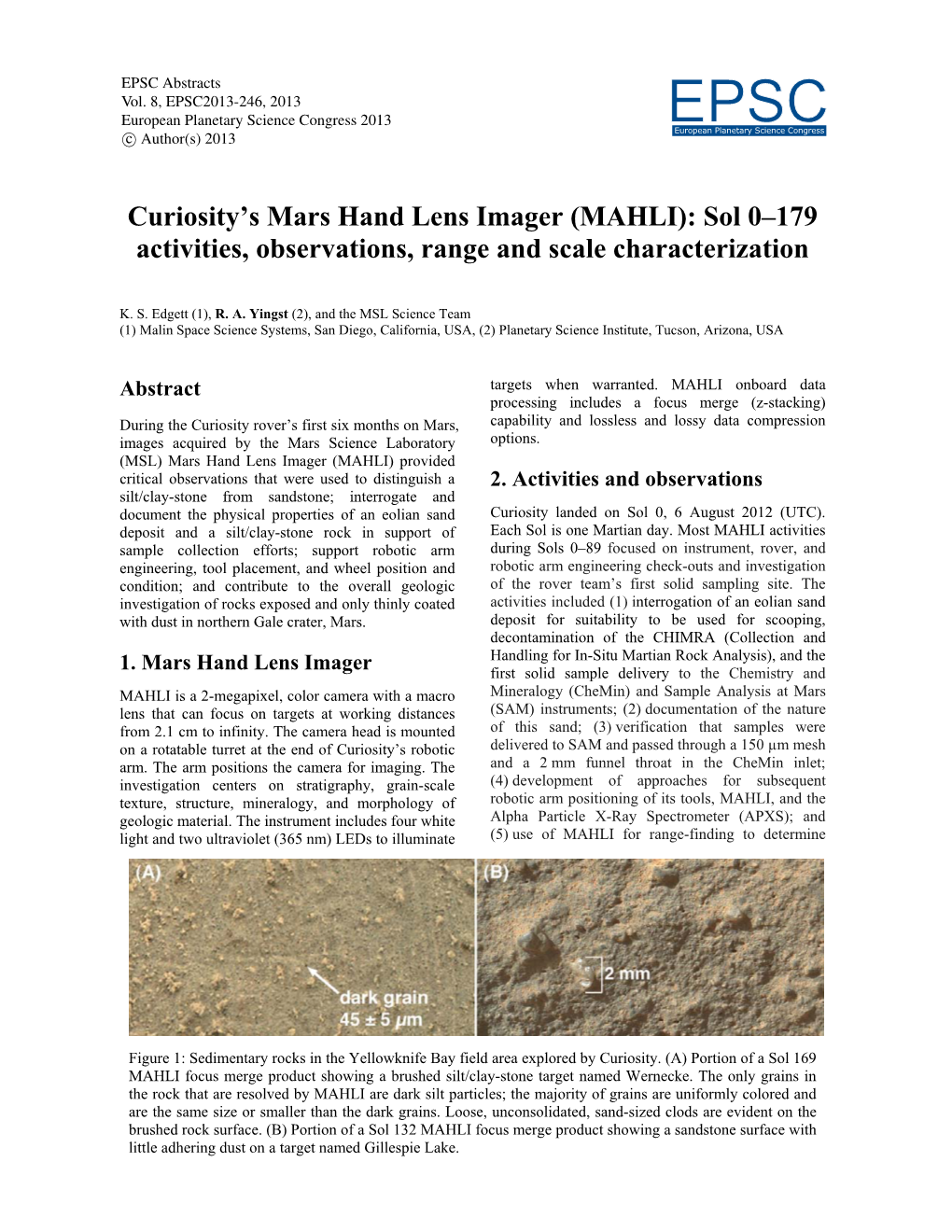 Curiosity's Mars Hand Lens Imager (MAHLI): Sol 0–179 Activities
