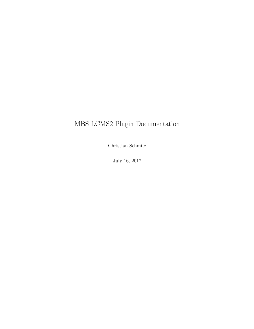 MBS LCMS2 Plugin Documentation