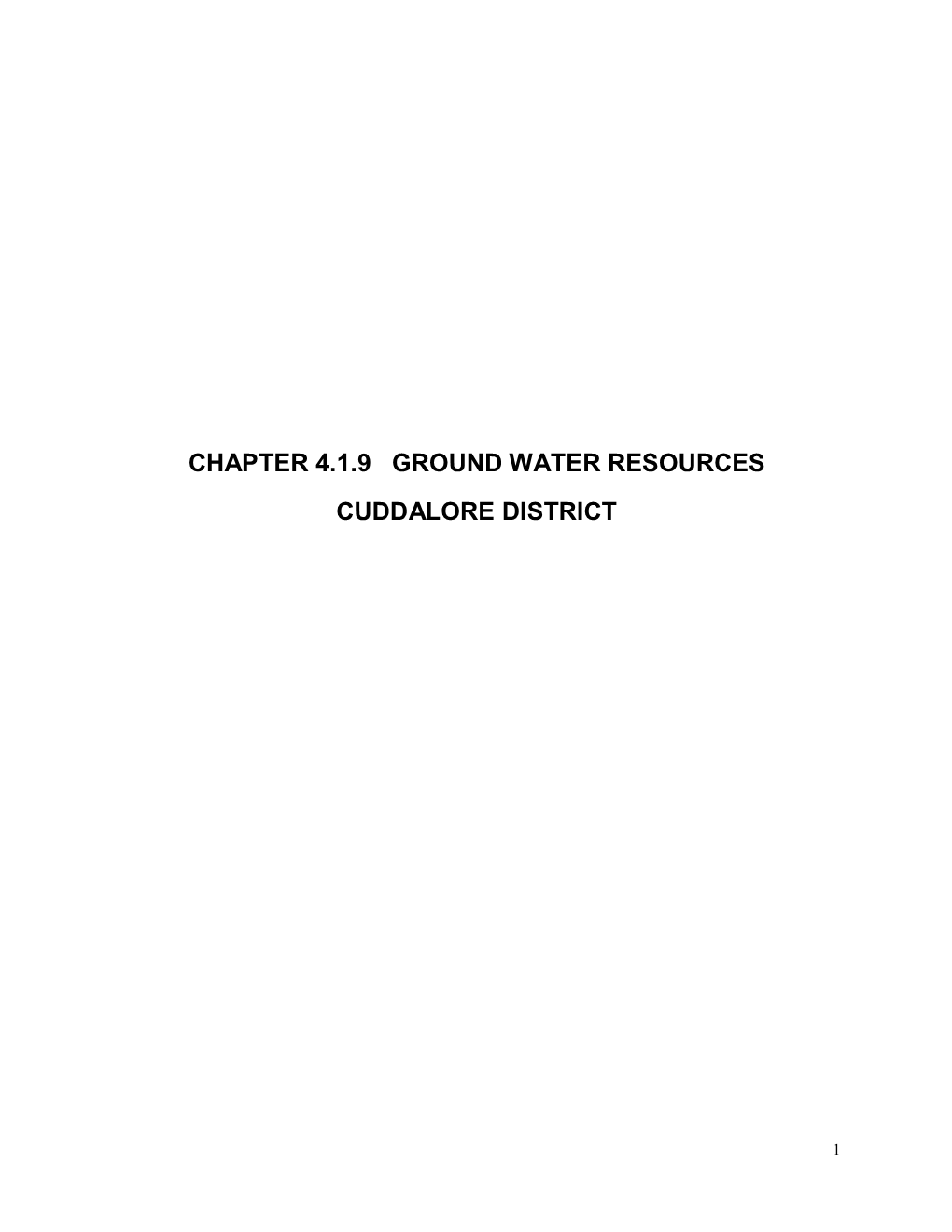 Chapter 4.1.9 Ground Water Resources Cuddalore District