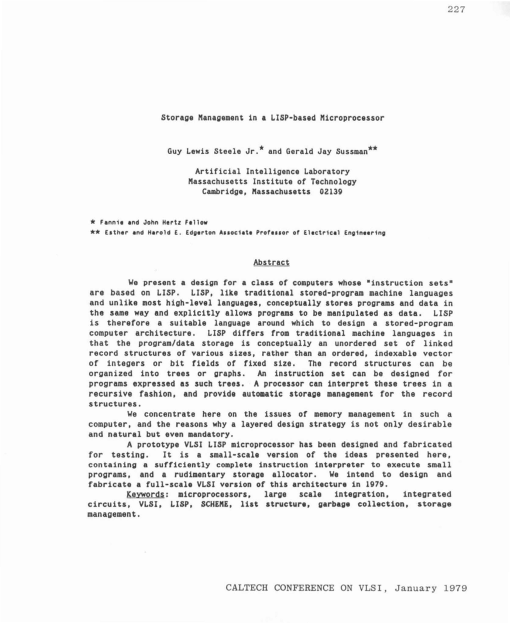 CALTECH CONFERENCE on VLSI, January 1979 228 Steele a Nd Sussma N