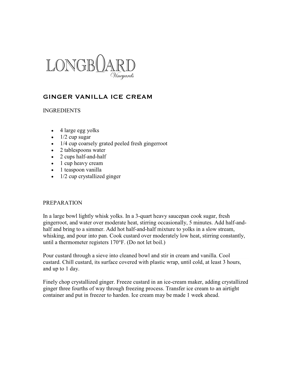 Ginger Vanilla Ice Cream