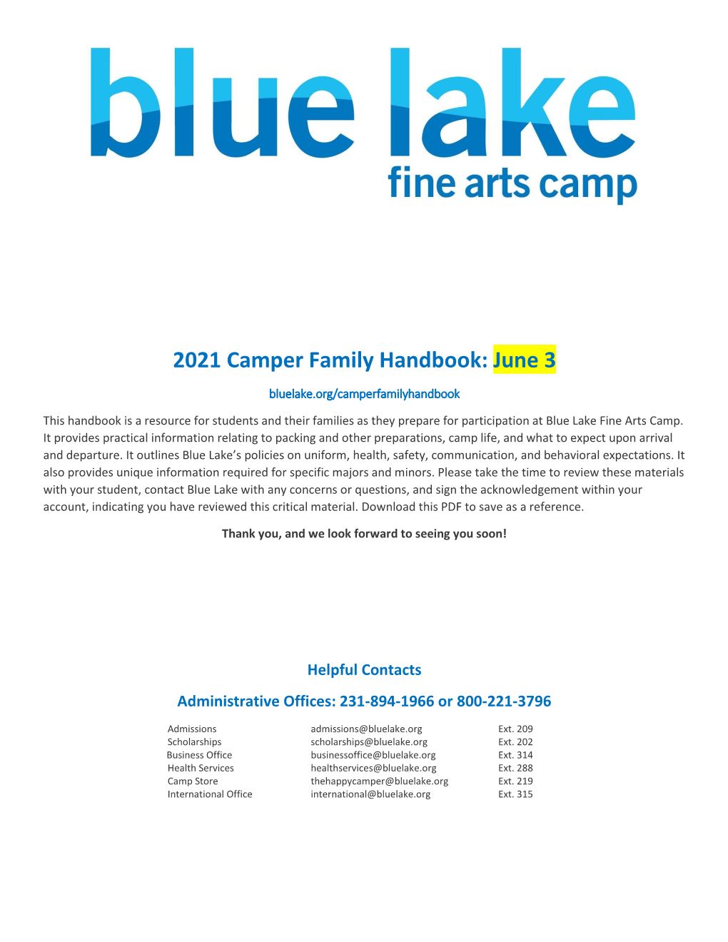2021 Camper Family Handbook: June 3