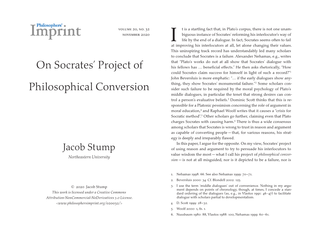 On Socrates' Project of Philosophical Conversion