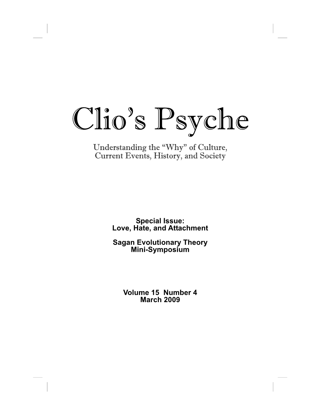 Clios Psyche 15-4 Mar 2009