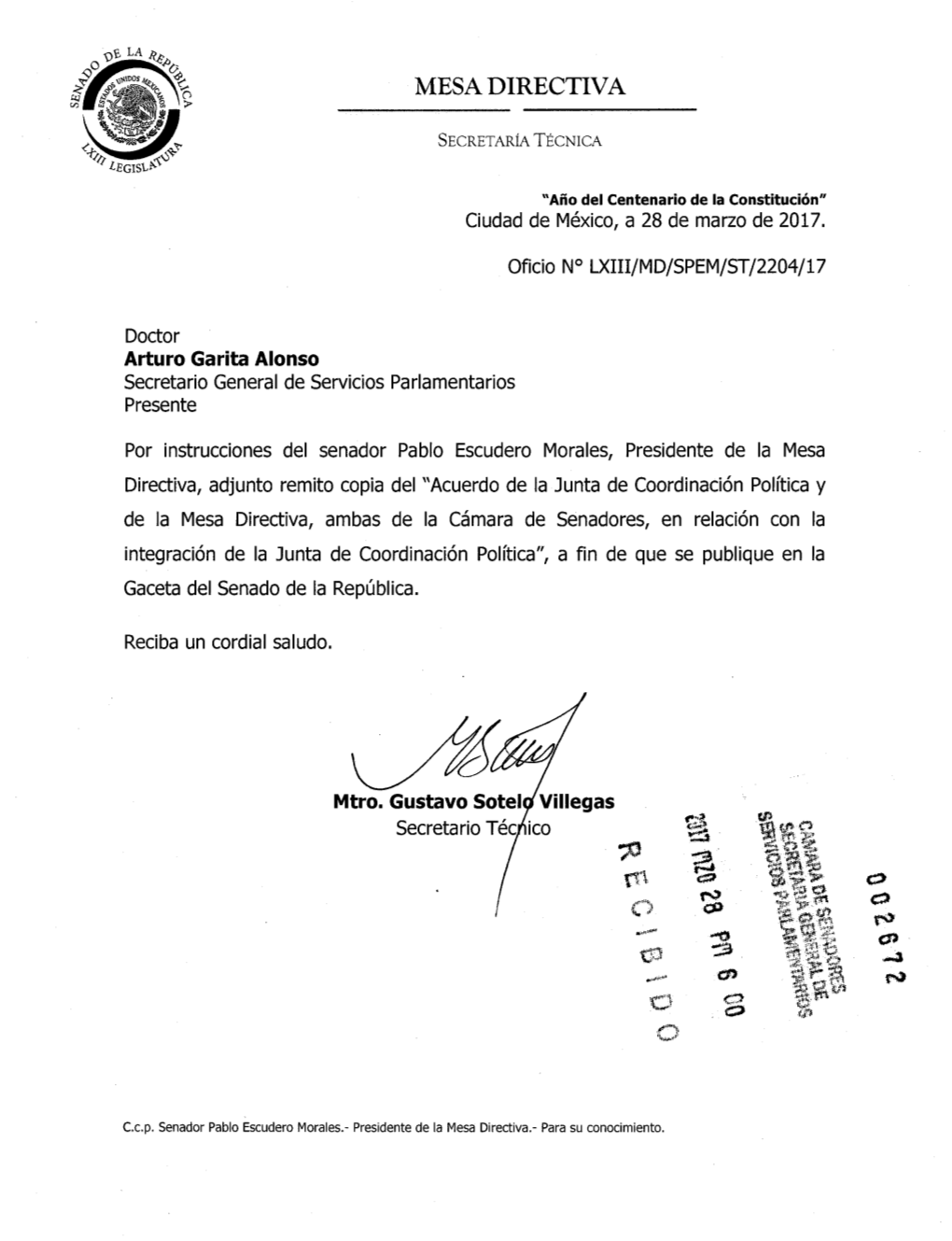 Acuerdo De La Junta De Coordinación Política Y Gaceta Del