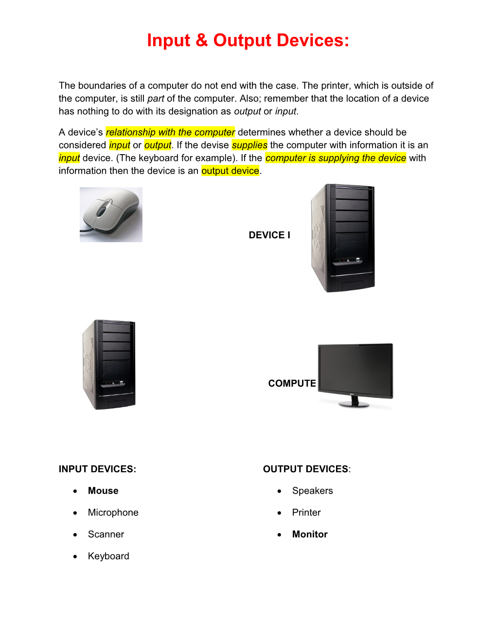 Input & Output Devices