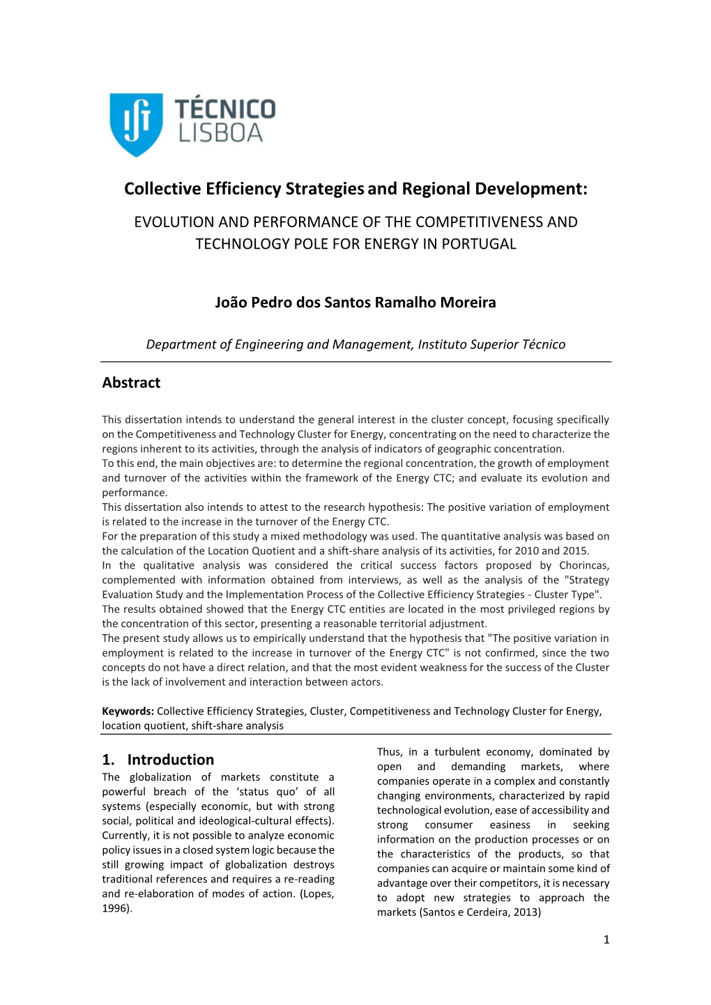 Collective Efficiency Strategiesand Regional Development