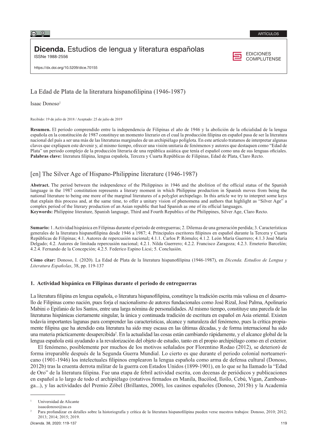 La Edad De Plata De La Literatura Hispanofilipina (1946-1987)