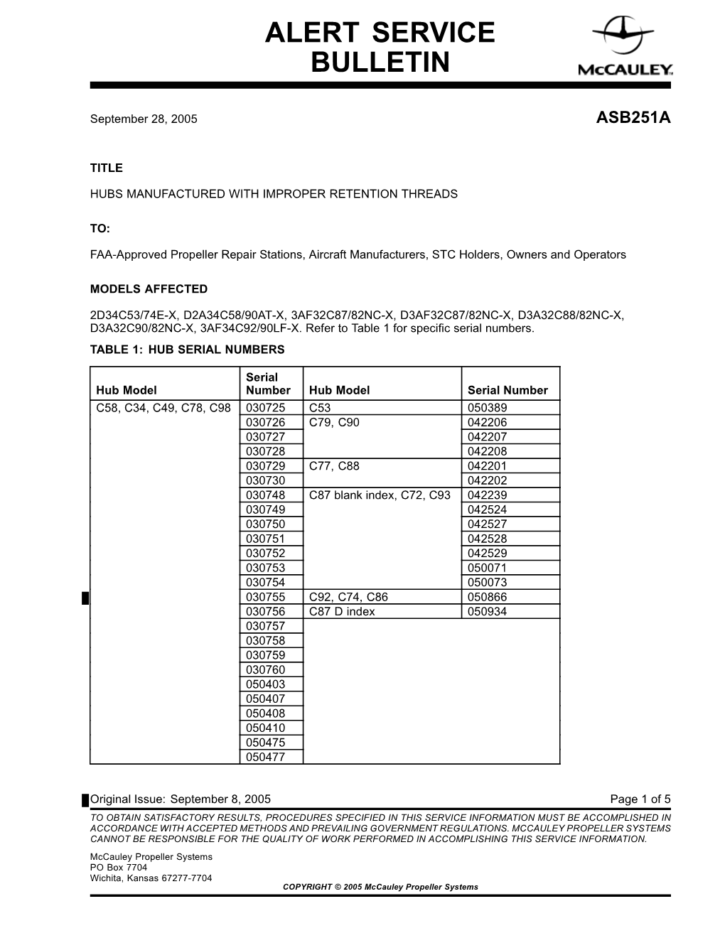 Alert Service Bulletin