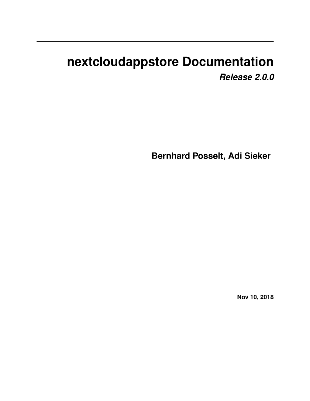 Nextcloudappstore Documentation Release 2.0.0