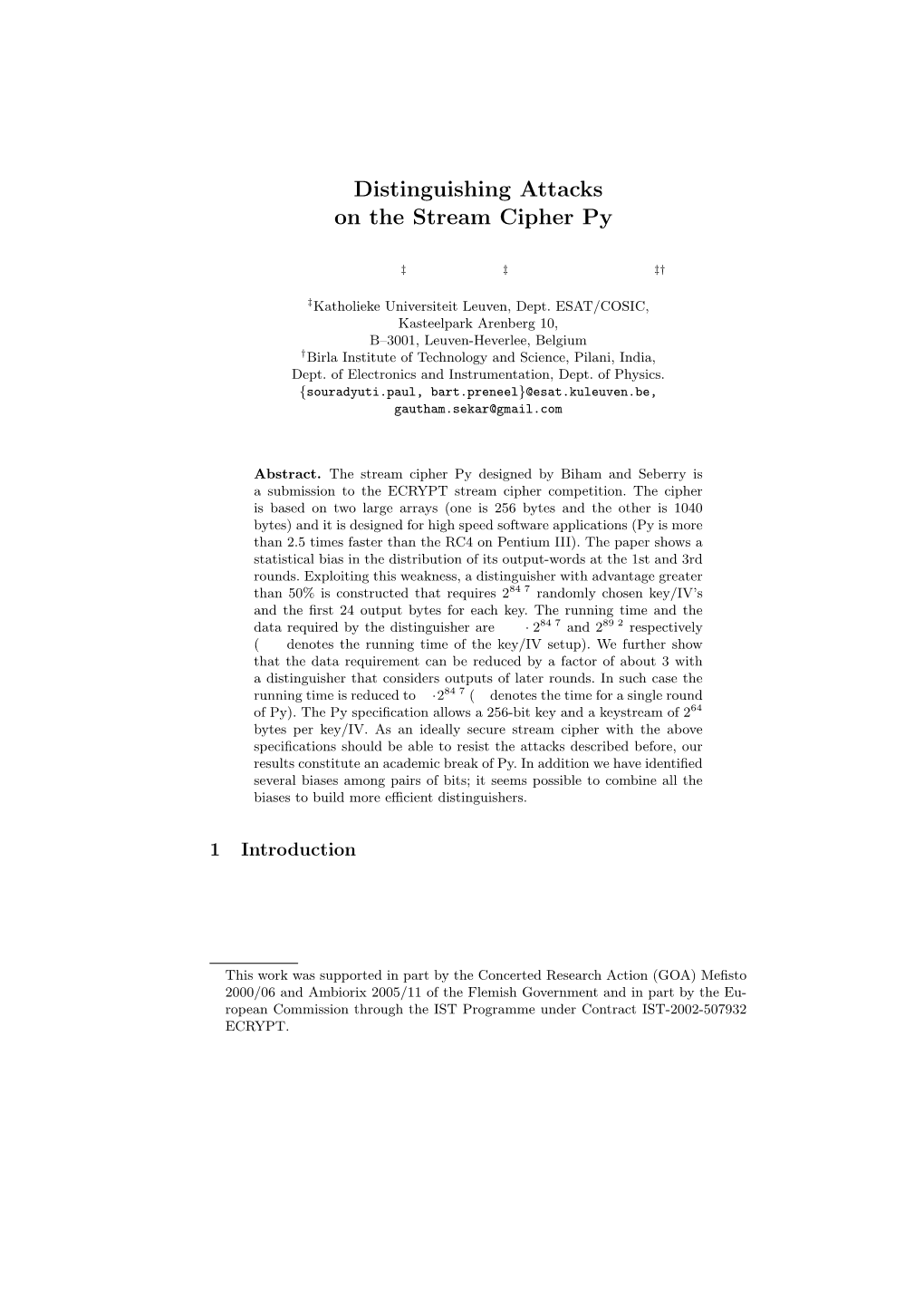 Distinguishing Attacks on the Stream Cipher Py?