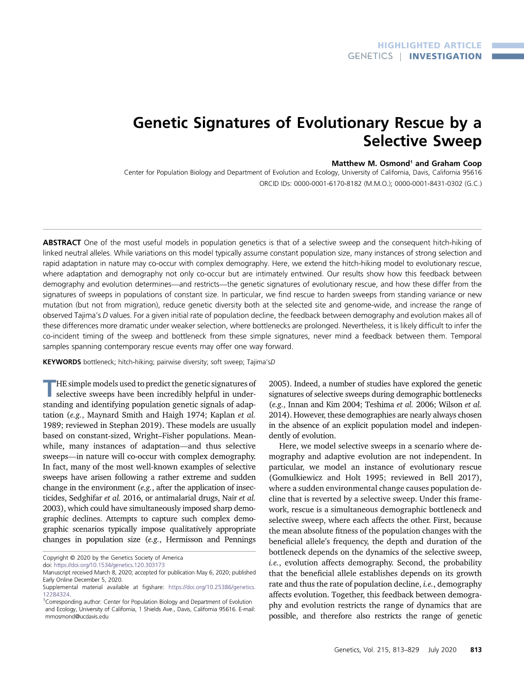 Genetic Signatures of Evolutionary Rescue by a Selective Sweep