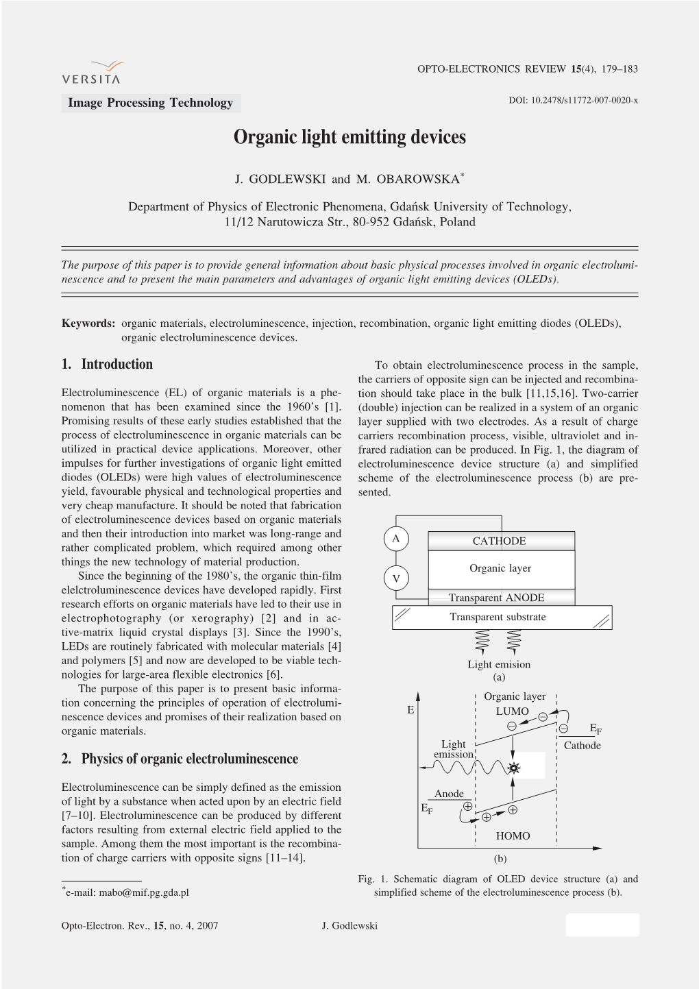 Organic Light Emitting Devices