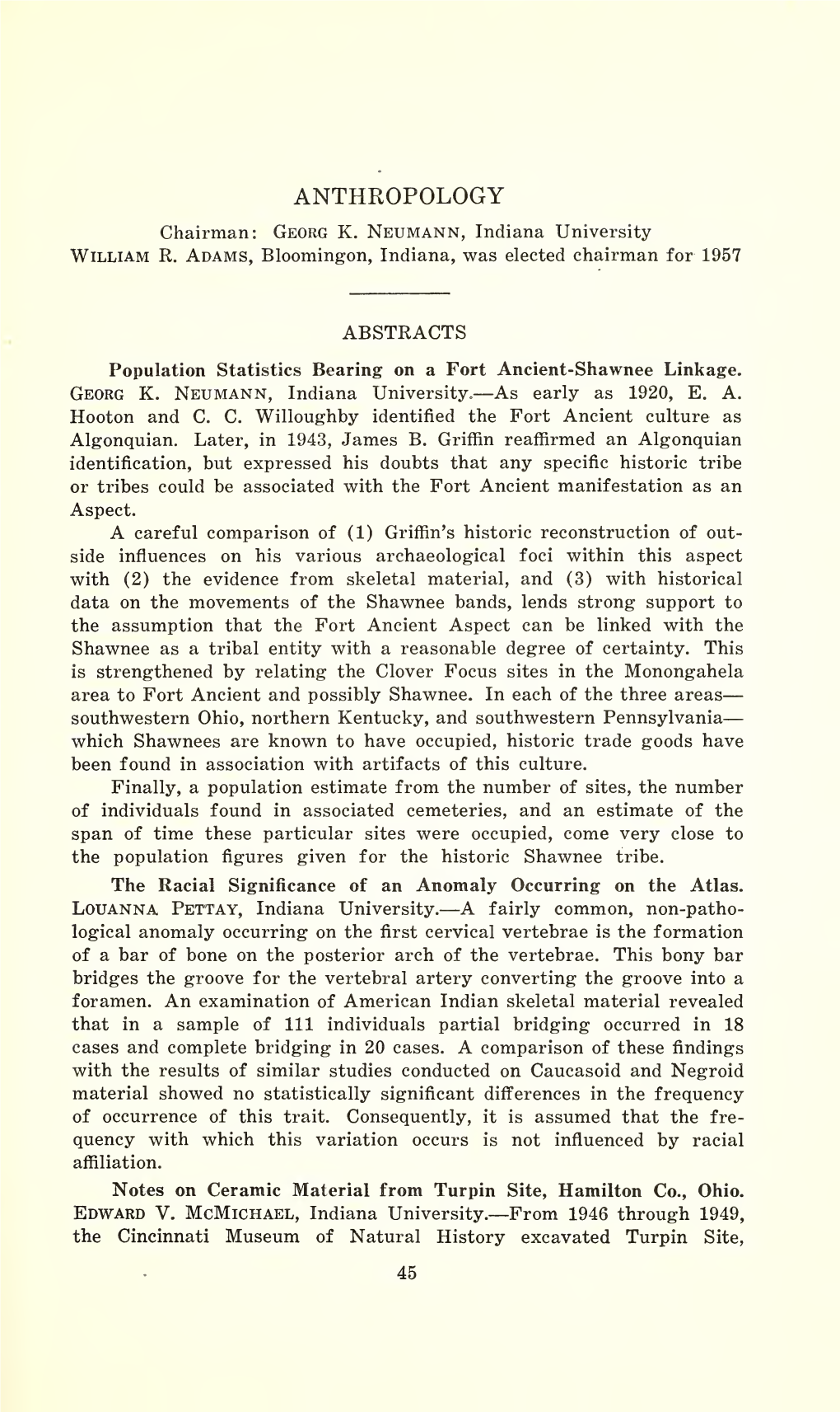 Proceedings of the Indiana Academy of Science