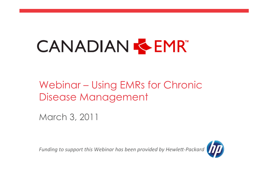 Webinar – Using Emrs for Chronic Disease Management
