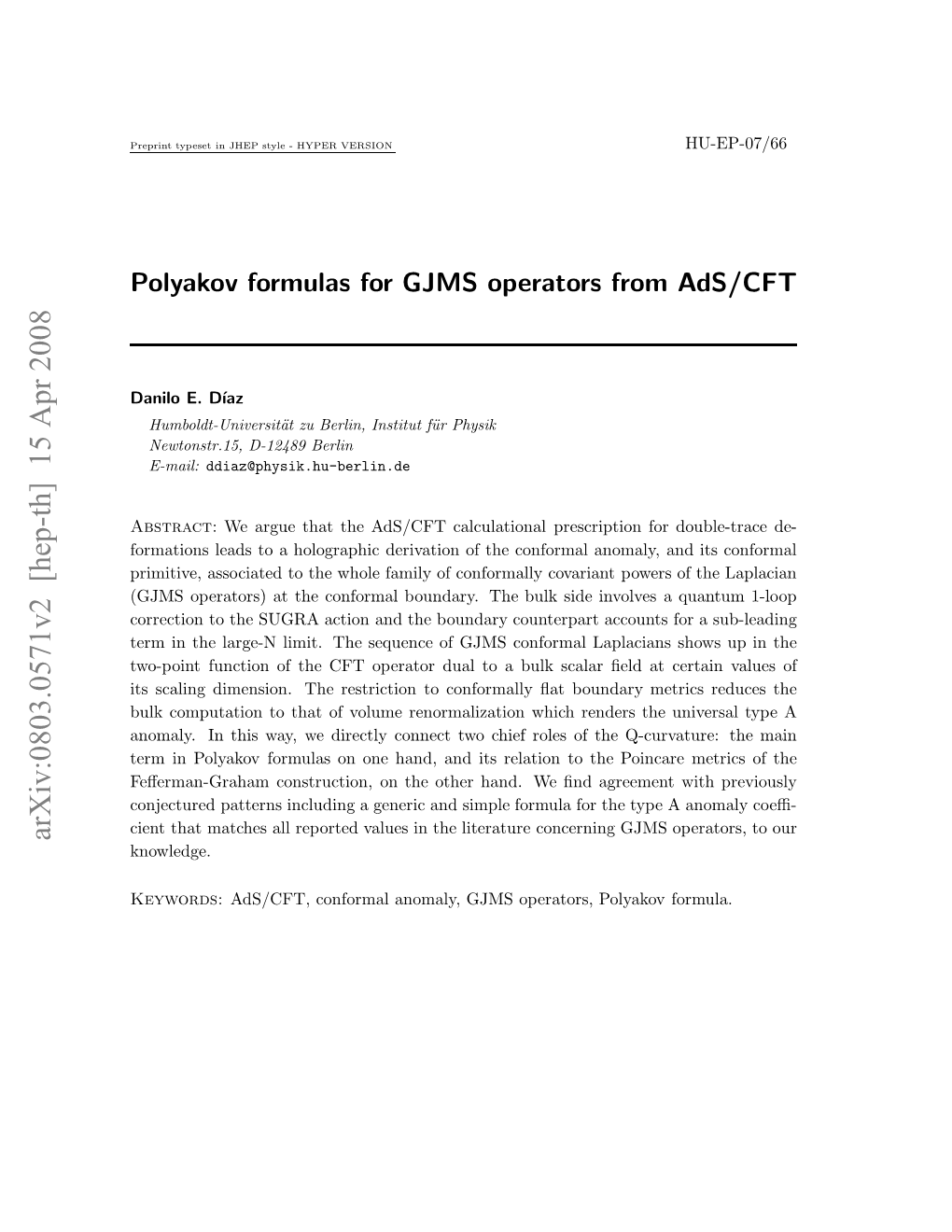 Polyakov Formulas for GJMS Operators from Ads/CFT