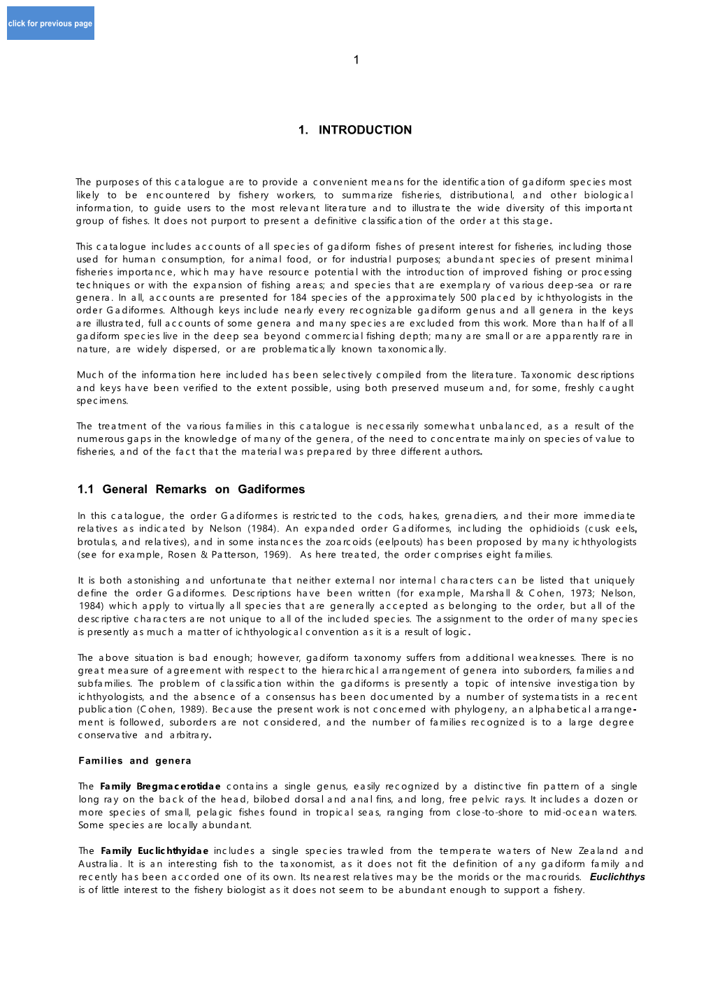 1 1. INTRODUCTION 1.1 General Remarks on Gadiformes