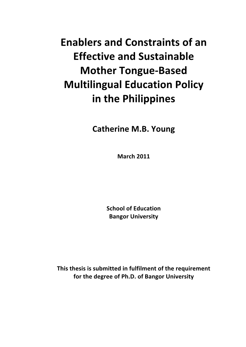 Based Multilingual Education Policy in the Philippines