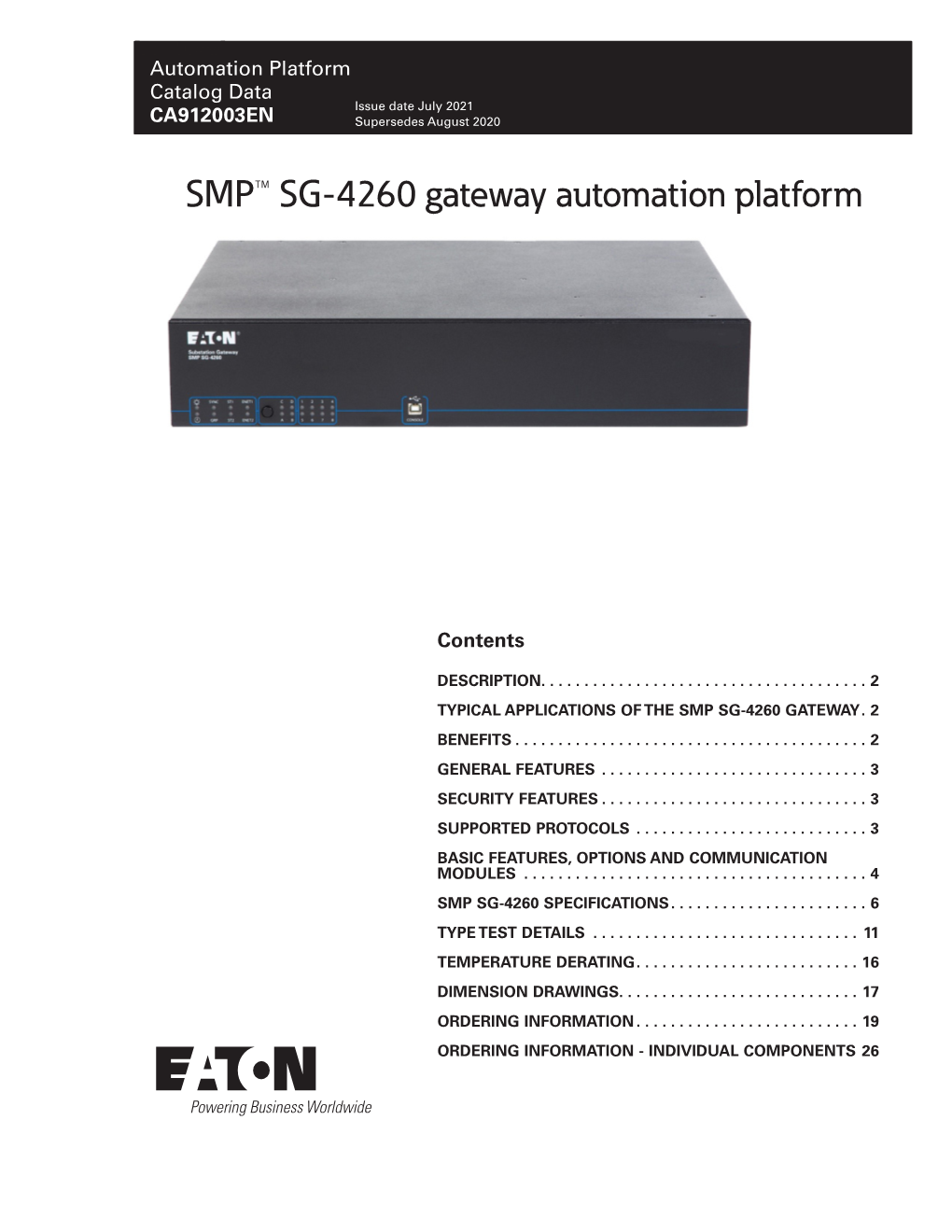 SMP SG-4260 Substation Gateway Catalog