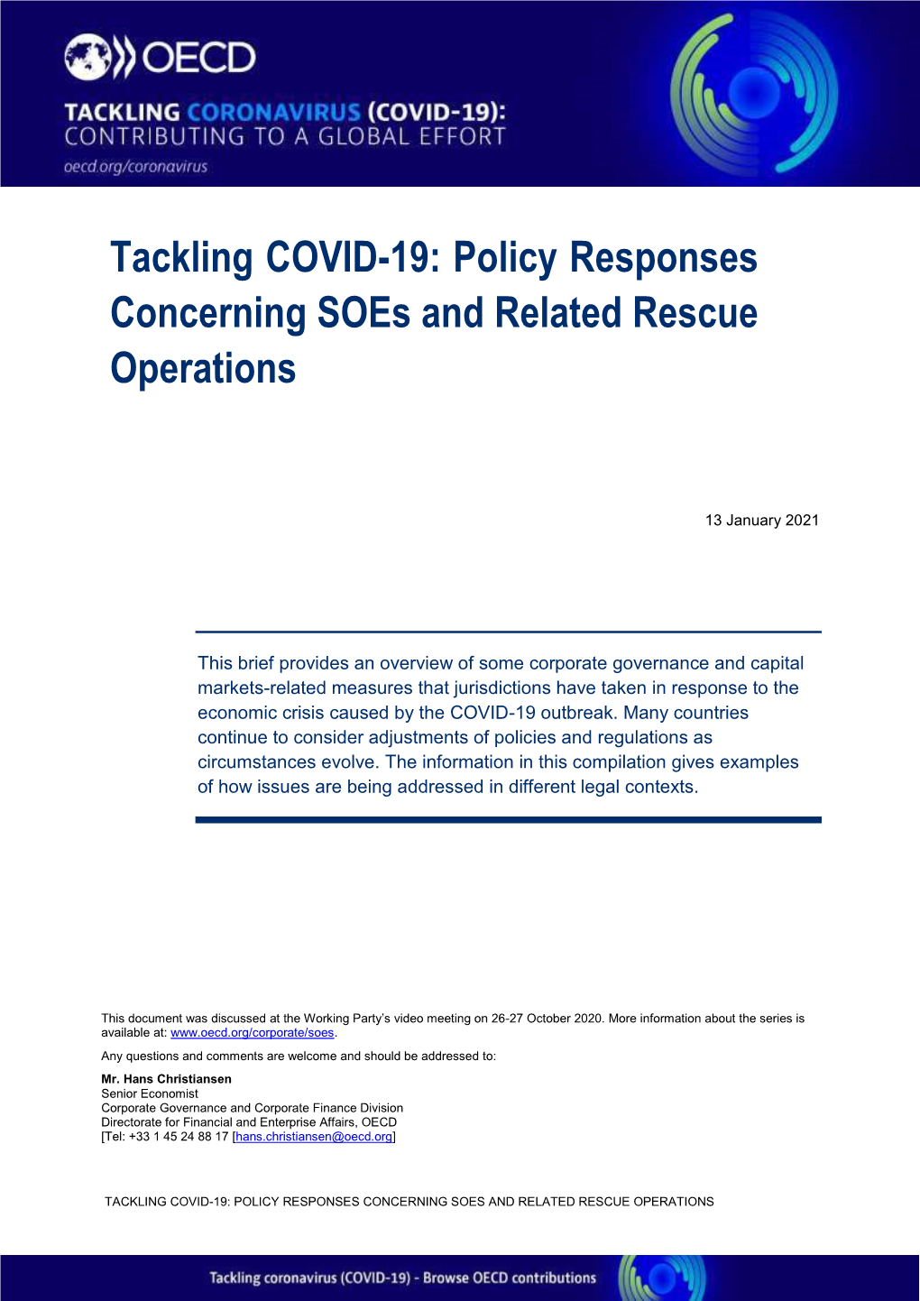 Tackling COVID-19: Policy Responses Concerning Soes and Related Rescue Operations