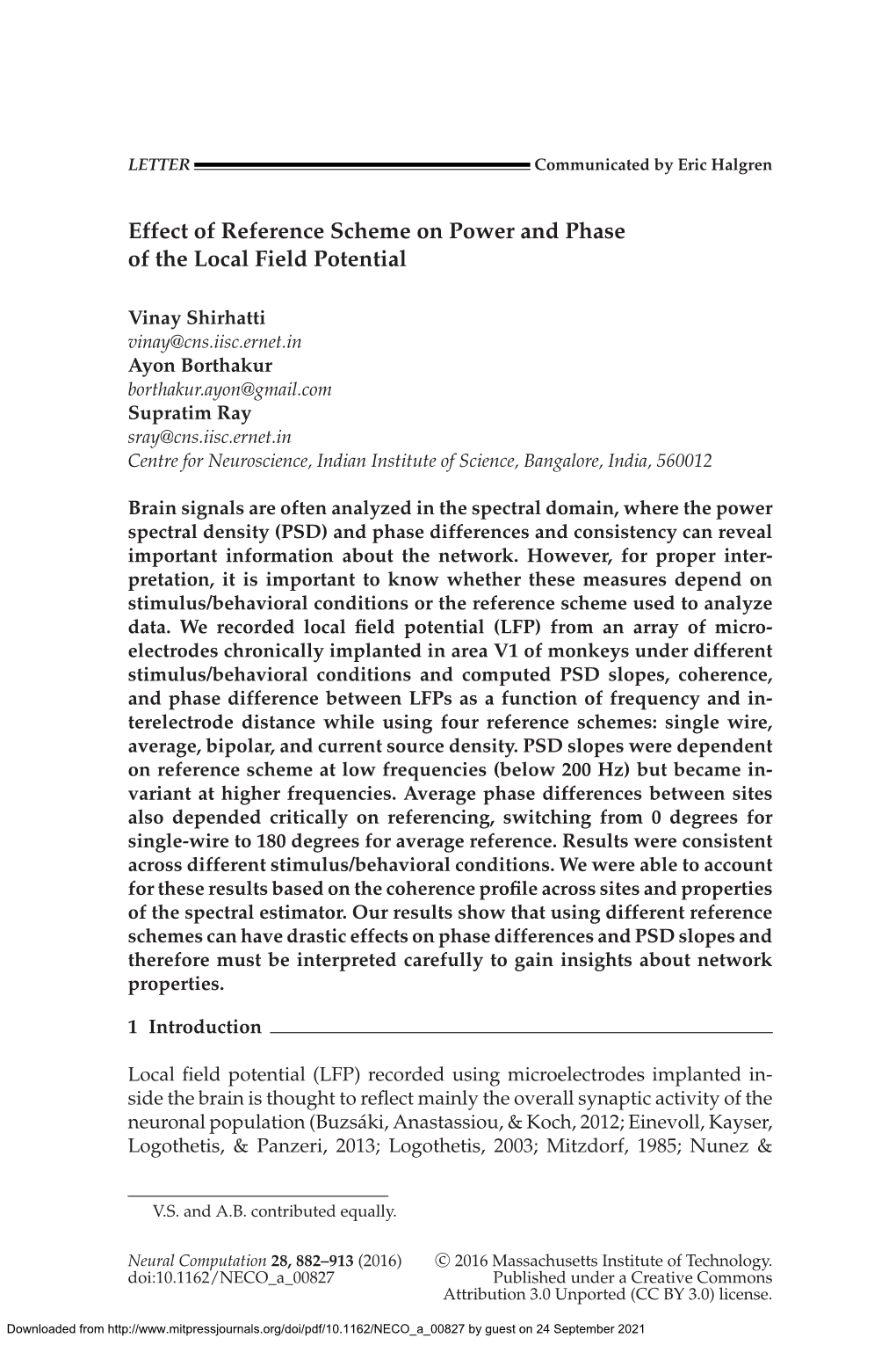 Effect of Reference Scheme on Power and Phase of the Local Field Potential