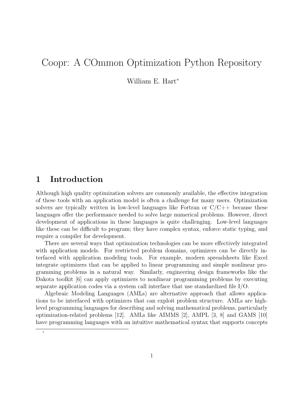 Coopr: a Common Optimization Python Repository