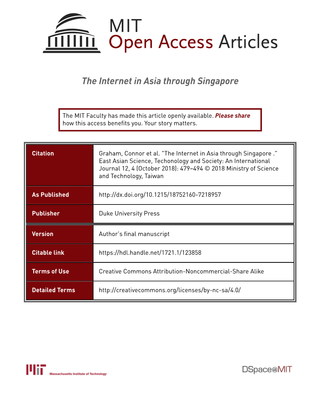 The Internet in Asia Through Singapore