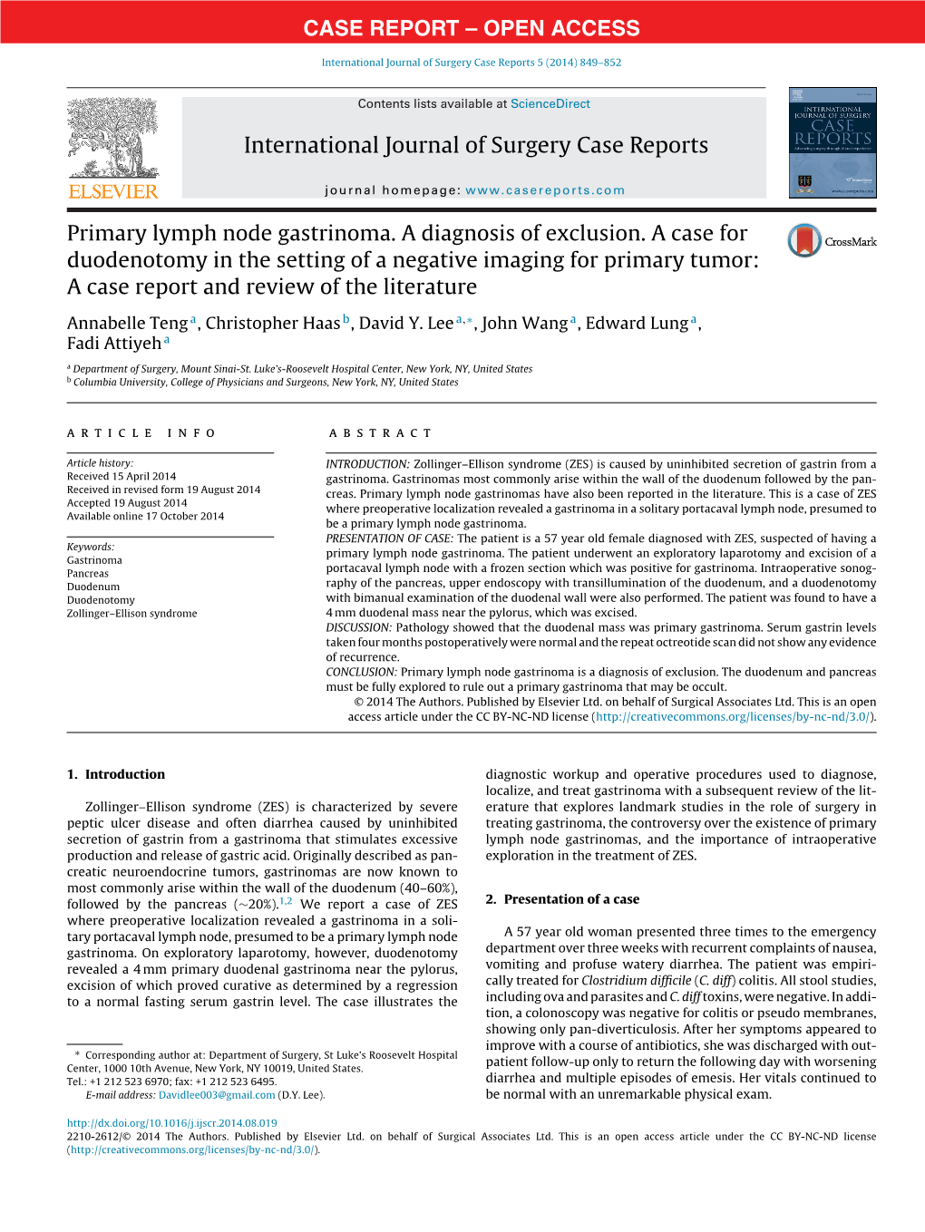 Primary Lymph Node Gastrinoma. a Diagnosis of Exclusion. a Case For